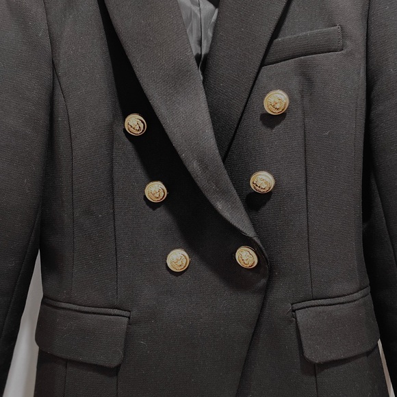 NEW WOMEN BLACK WITH GOLD BUTTON BLAZER Balmain Style inspired Size M - Picture 3 of 5
